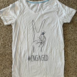 "#ENGAGED" WOMENS FITTED WHITE TSHIRT